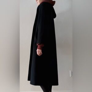 Kristen Blake Women 6 Black Wool Long Vintage Over Coat USA winter trench